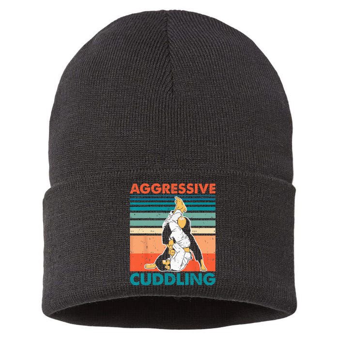 Aggressive Cuddling Jiu Jitsu Funny Retro Brazilian BJJ Sustainable Knit Beanie