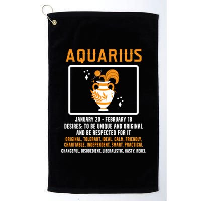 Aquarius Constellation January February Zodiac Sign Meaningful Gift Platinum Collection Golf Towel