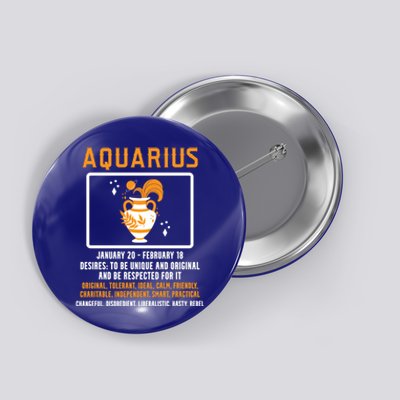 Aquarius Constellation January February Zodiac Sign Meaningful Gift Button