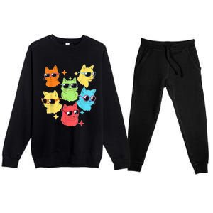 Awesome Cat Kitty Lovers Funny Gift Premium Crewneck Sweatsuit Set