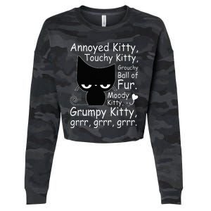 Angry Cat Kitten Lover Funny Attitude Fur Pet Owner Cropped Pullover Crew