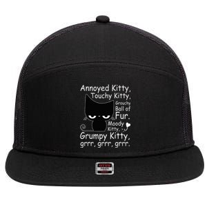 Angry Cat Kitten Lover Funny Attitude Fur Pet Owner 7 Panel Mesh Trucker Snapback Hat