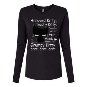 Angry Cat Kitten Lover Funny Attitude Fur Pet Owner Womens Cotton Relaxed Long Sleeve T-Shirt