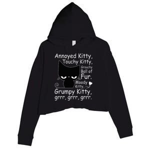 Angry Cat Kitten Lover Funny Attitude Fur Pet Owner Crop Fleece Hoodie