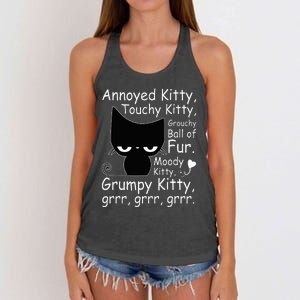 Angry Cat Kitten Lover Funny Attitude Fur Pet Owner Women's Knotted Racerback Tank