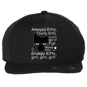 Angry Cat Kitten Lover Funny Attitude Fur Pet Owner Wool Snapback Cap