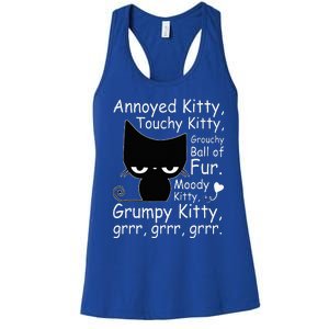 Angry Cat Kitten Lover Funny Attitude Fur Pet Owner Women's Racerback Tank