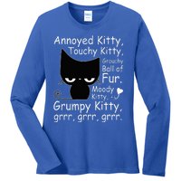 Angry Cat Kitten Lover Funny Attitude Fur Pet Owner Ladies Long Sleeve Shirt