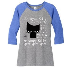 Angry Cat Kitten Lover Funny Attitude Fur Pet Owner Women's Tri-Blend 3/4-Sleeve Raglan Shirt