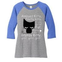 Angry Cat Kitten Lover Funny Attitude Fur Pet Owner Women's Tri-Blend 3/4-Sleeve Raglan Shirt