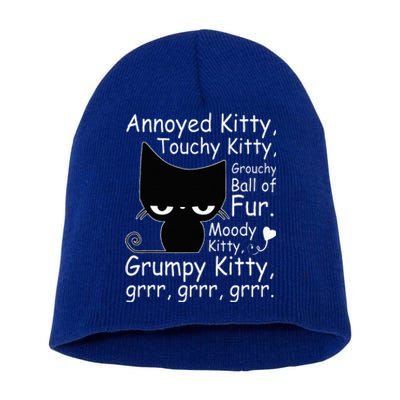 Angry Cat Kitten Lover Funny Attitude Fur Pet Owner Short Acrylic Beanie