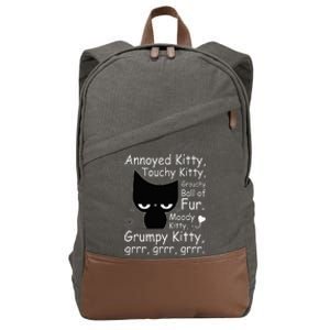 Angry Cat Kitten Lover Funny Attitude Fur Pet Owner Cotton Canvas Backpack