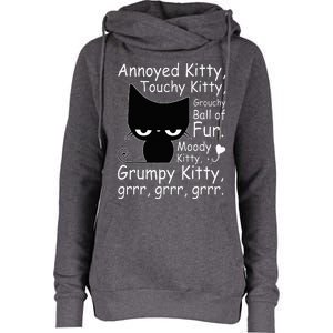 Angry Cat Kitten Lover Funny Attitude Fur Pet Owner Womens Funnel Neck Pullover Hood