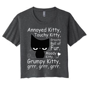 Angry Cat Kitten Lover Funny Attitude Fur Pet Owner Women's Crop Top Tee