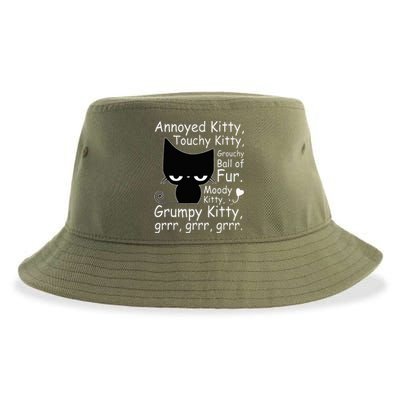 Angry Cat Kitten Lover Funny Attitude Fur Pet Owner Sustainable Bucket Hat