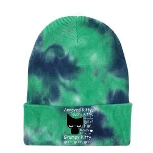 Angry Cat Kitten Lover Funny Attitude Fur Pet Owner Tie Dye 12in Knit Beanie