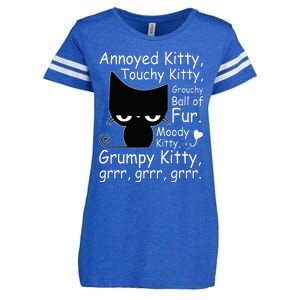 Angry Cat Kitten Lover Funny Attitude Fur Pet Owner Enza Ladies Jersey Football T-Shirt