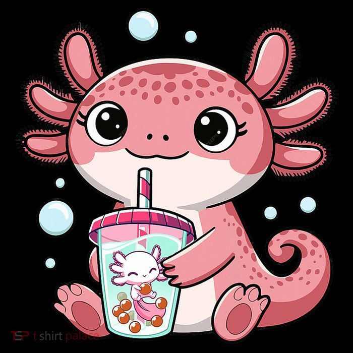 Axolotl Cute Kawaii Anime Boba Tea T-Shirt