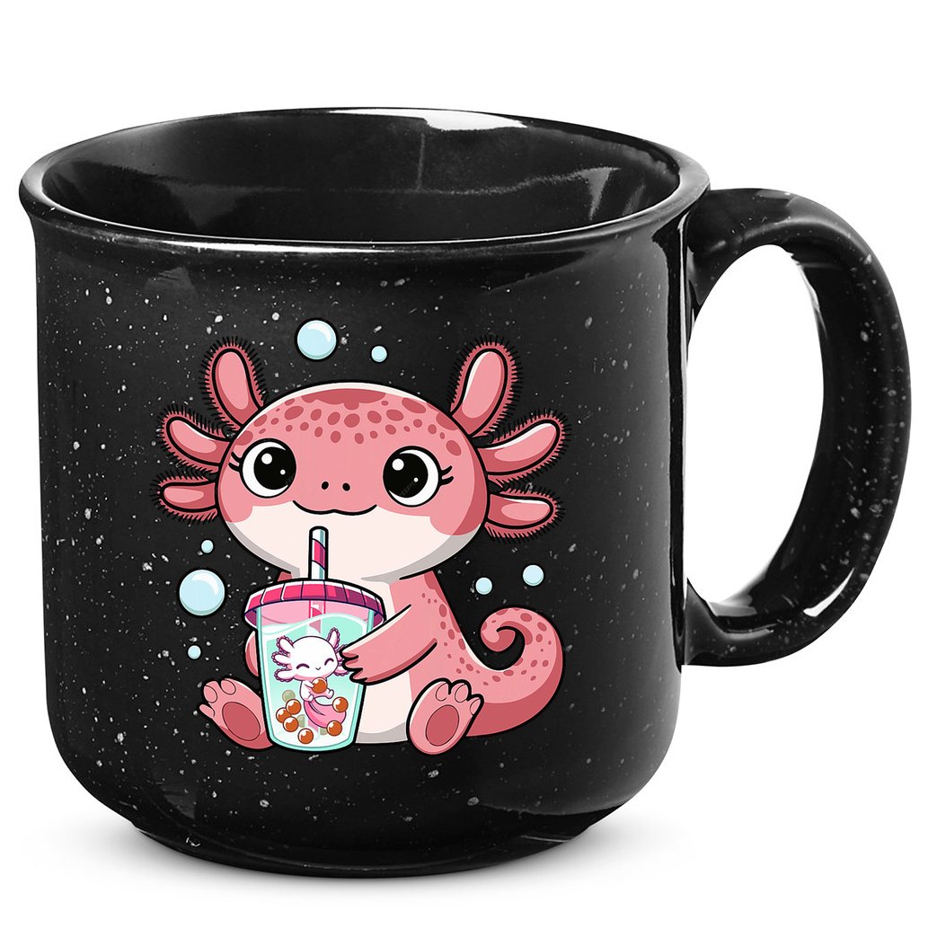 Axolotl Cute Kawaii Anime Boba Tea 15oz Campfire Ceramic Mug
