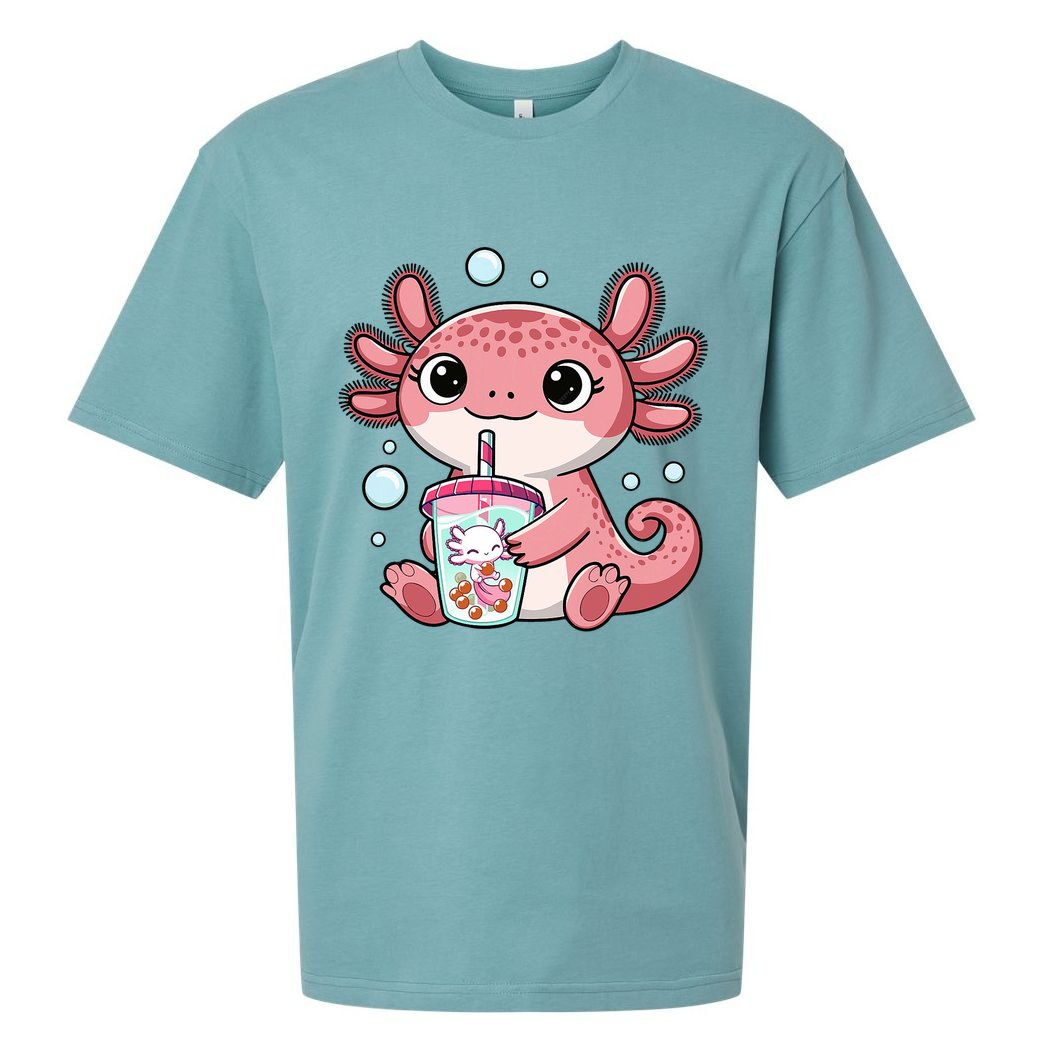 Axolotl Cute Kawaii Anime Boba Tea Sueded Cloud Jersey T-Shirt