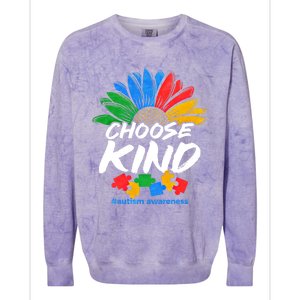 Autismn Choose Kind Autism Awareness Gift Colorblast Crewneck Sweatshirt