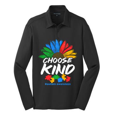 Autismn Choose Kind Autism Awareness Gift Silk Touch Performance Long Sleeve Polo