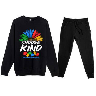 Autismn Choose Kind Autism Awareness Gift Premium Crewneck Sweatsuit Set