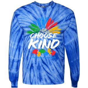 Autismn Choose Kind Autism Awareness Gift Tie-Dye Long Sleeve Shirt