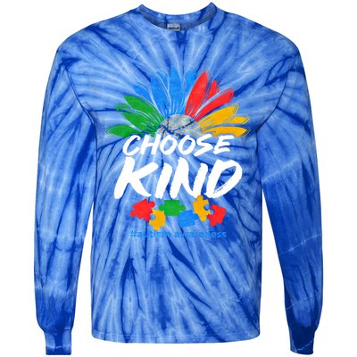 Autismn Choose Kind Autism Awareness Gift Tie-Dye Long Sleeve Shirt