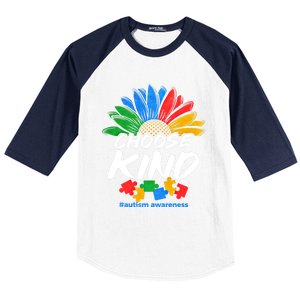 Autismn Choose Kind Autism Awareness Gift Baseball Sleeve Shirt