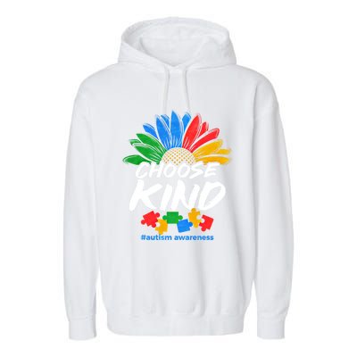 Autismn Choose Kind Autism Awareness Gift Garment-Dyed Fleece Hoodie