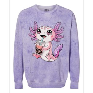 Axolotl Cute Kawaii Anime Boba Tea Colorblast Crewneck Sweatshirt