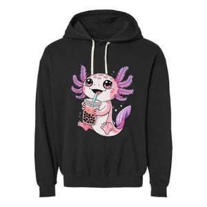 Axolotl Cute Kawaii Anime Boba Tea Garment-Dyed Fleece Hoodie