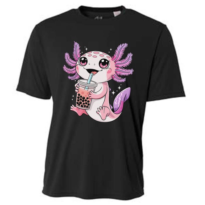 Axolotl Cute Kawaii Anime Boba Tea Cooling Performance Crew T-Shirt