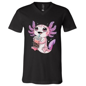 Axolotl Cute Kawaii Anime Boba Tea V-Neck T-Shirt