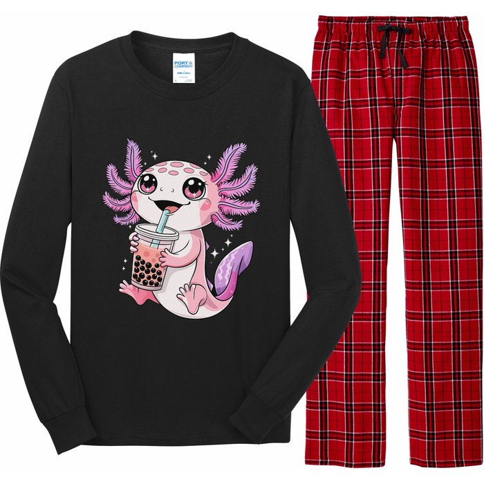 Axolotl Cute Kawaii Anime Boba Tea Long Sleeve Pajama Set