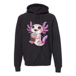 Axolotl Cute Kawaii Anime Boba Tea Premium Hoodie