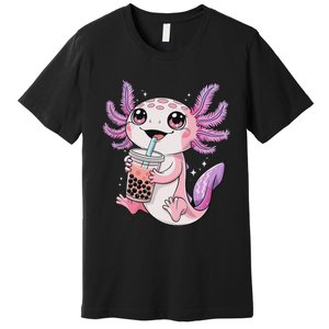 Axolotl Cute Kawaii Anime Boba Tea Premium T-Shirt