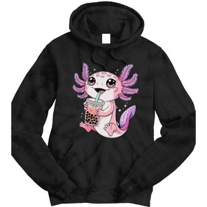 Axolotl Cute Kawaii Anime Boba Tea Tie Dye Hoodie