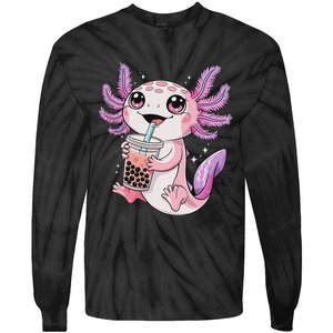 Axolotl Cute Kawaii Anime Boba Tea Tie-Dye Long Sleeve Shirt