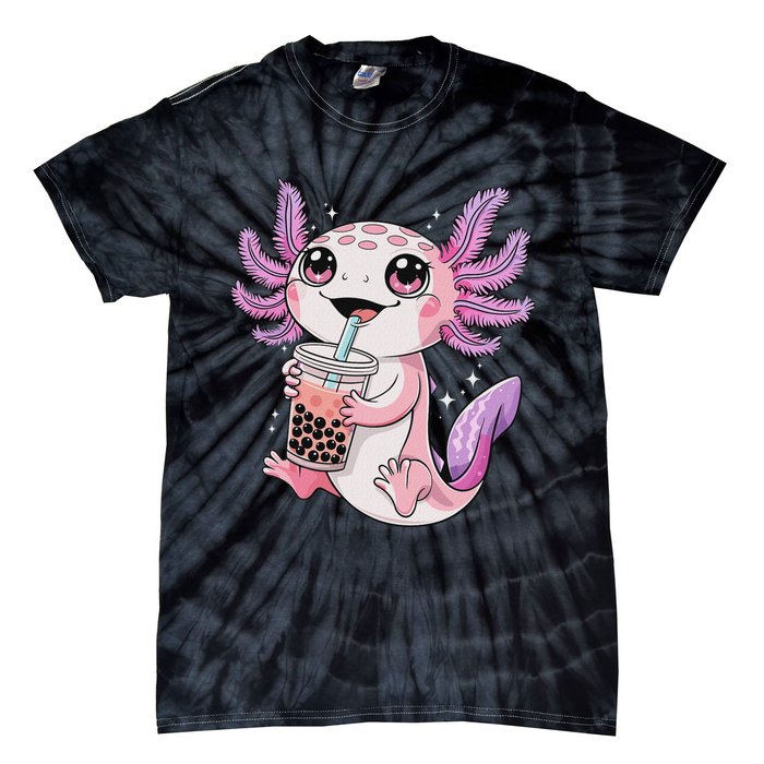 Axolotl Cute Kawaii Anime Boba Tea Tie-Dye T-Shirt