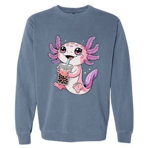 Axolotl Cute Kawaii Anime Boba Tea Garment-Dyed Sweatshirt