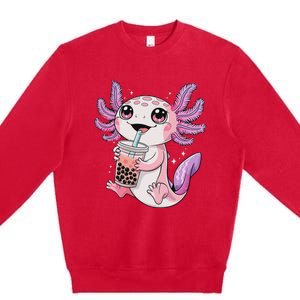 Axolotl Cute Kawaii Anime Boba Tea Premium Crewneck Sweatshirt