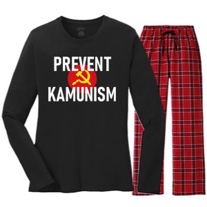 Anti Communist Kamala Harris Prevent Kamunism Women's Long Sleeve Flannel Pajama Set 