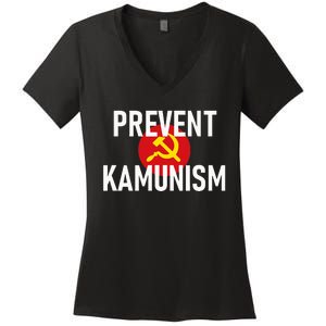 Anti Communist Kamala Harris Prevent Kamunism Women's V-Neck T-Shirt