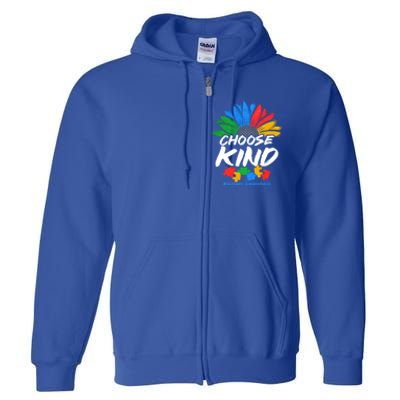 Autismn Choose Kind Autism Awareness Gift Full Zip Hoodie