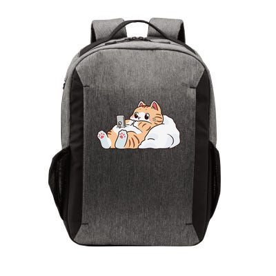 Adorable Cat Kitty Lounging With Its Phone Scroll And Chill Vector Backpack