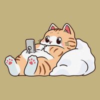Adorable Cat Kitty Lounging With Its Phone Scroll And Chill Button