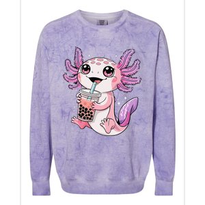 Axolotl Cute Kawaii Anime Boba Tea Gift Colorblast Crewneck Sweatshirt