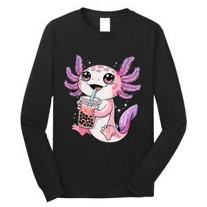 Axolotl Cute Kawaii Anime Boba Tea Gift Long Sleeve Shirt